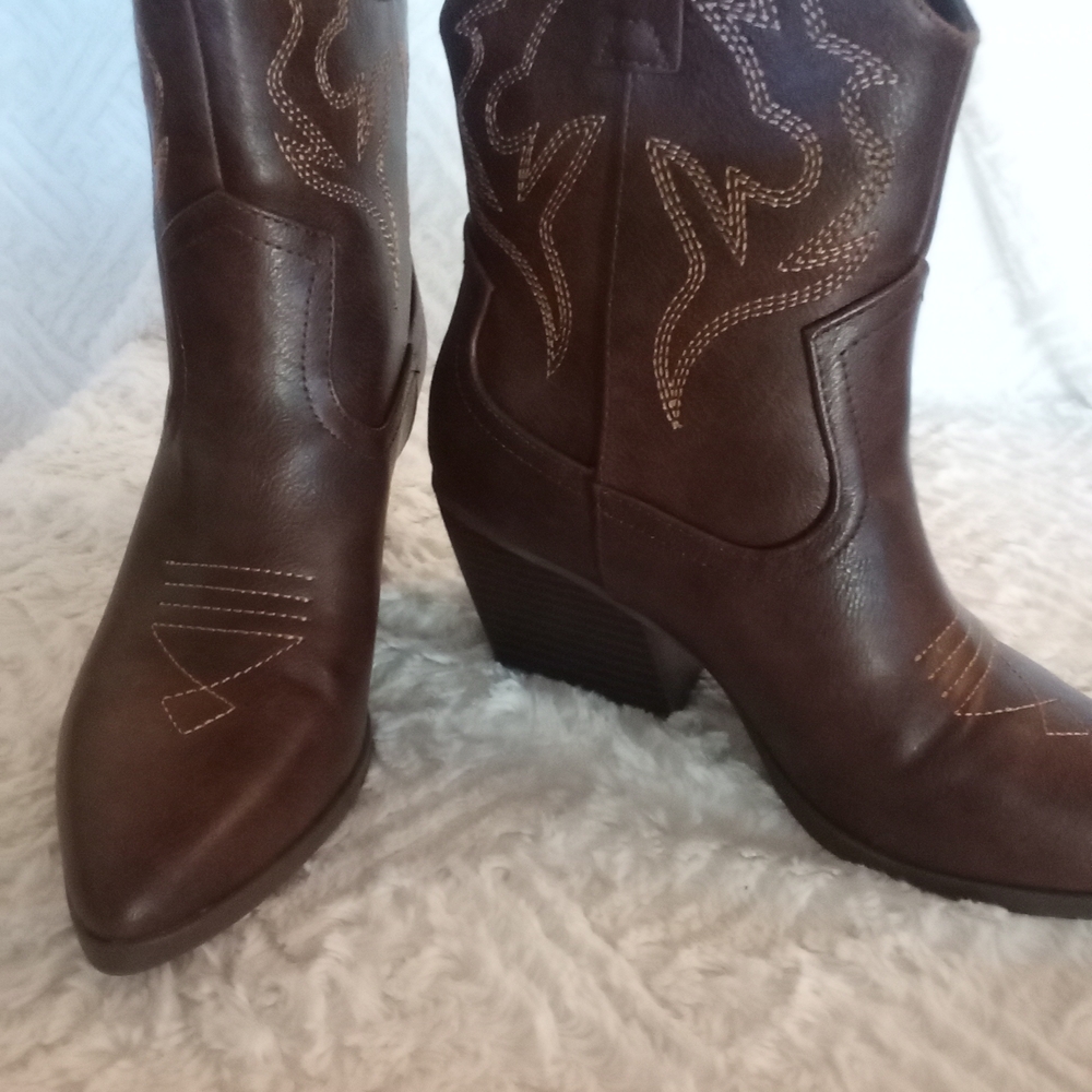 Brown Western Ankle Boots